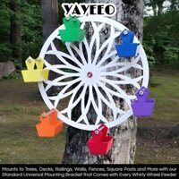 Yayeeo Spin The Bird Feeder, Treo ngoài trời với 6 xô Bánh xe đu quay cho chim ăn, Sắt di động Bánh xe huýt sáo nguyên bản cho những người bạn lông vũ