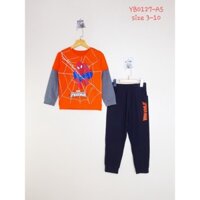 YB0127-A bộ y phục bé trai cotton dài tay, tay nối ,in anh hùng siêu nhân nhện,hiệu ILOVEKIDS,size 3-10 [Buôn_sỉ_Vkids]