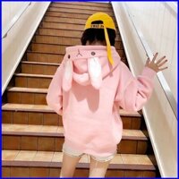 Yb3 Nữ Thỏ Cosplay Áo Khoác Rời Áo Khoác Oversize Màu Trơn Áo Len Thỏ Dài Tay Có Mũ Trùm Đầu Áo Chui Đầu Có Mũ Plu