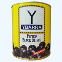 YBARRA -- LON LỚN 3Kg -- QUẢ Ô LIU ĐEN TÁCH HẠT SX TÂY BAN NHA Pitted Black Olives