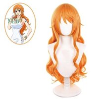 Ycu One Piece Nami Cosplay Tóc Giả Nữ Dài 65cm Xoăn Sóng Cam Chịu Nhiệt Tóc Anime Cosplay Tóc Giả + Mũ Tóc Giả.