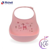 Yếm ăn dặm cho bé bằng silicone cao cấp Richell (màu hồng) - RC20265 - yem an dam cho be