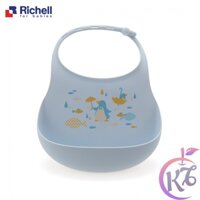 Yếm ăn dặm cho bé bằng silicone cao cấp Richell (màu xanh) - RC20264 - yem an dam cho be