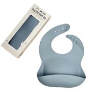 Yếm ăn dặm Premium Silicon- khắc chìm SAPO SAPi - Xanh xám
