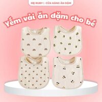 Yếm Ăn Dặm Vải Xô Cổ Vuông Cho Bé – Siêu Mềm Mịn, Hoạ Tiết Đáng Yêu, Cực Kỳ Dễ Thương