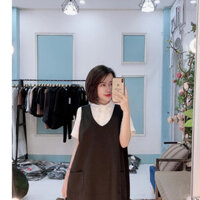 Yếm bầu công sở thiết kế Dambauaiden váy bầu đẹp màu đen(không áo)