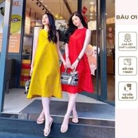 YẾM BẦU LỤA DÁNG SUÔNG CHẤT ĐẸP X178 VÁY HÈ CHO MẸ BẦU MẶC TRƯỚC VÀ SAU SINH FREESIZE