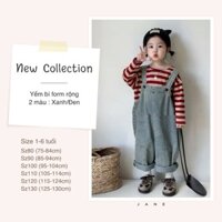 Yếm bí denim Quần yếm jean rộng dãi cho bé trai, bé gái 1-7 tuổi B1