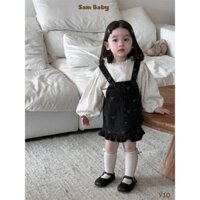 Yếm bò đen NAZI in hình nơ đuôi váy xòe mix đồ xinh xắn cho bé gái-Sam Baby-Y10