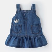 Yếm Cho Bé Gái, Yếm Bò Mềm Đẹp, Váy Yếm jeans hai dây, yếm jean dáng ngắn cho bé gái phối 2 túi trước dễ thương
