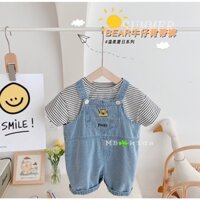 Yếm cho bé,yếm bé trai áo cotton kèm yếm bò siêu cute