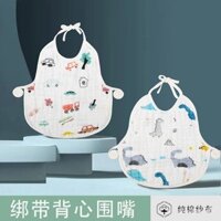 Yếm cotton cực lớn cho trẻ em, áo vest gạc 8 lớp, có thể giặt được, yếm ăn có dây đeo