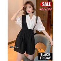 Yếm Giả Váy Nữ HÀNG THIẾT KẾ] Yếm Giả Váy Đen Vải Tuypsi - MAIDEN