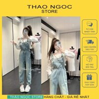 Yếm jean nữ dài style hot, Yếm quần jean dài túi to (hình thật, có sẵn) THẢO NGỌC STORE