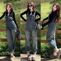 Yếm Jean Quần Dài Hai Dây Màu Xanh Bụi Dành Cho Nữ