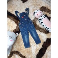Yếm Jean thun co giãn 4 chiều cho bé gái từ 10 đến 12 ký.