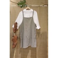 Yếm linen xanh rêu thêu hoa