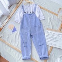 Yếm nữ jean dài màu xanh dáng baggy mẫu mới 2022 KING168 M2