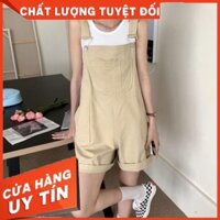 Yếm Quần Short Kaki Màu Nâu Be Có Túi Ngực YQ09 - HÀNG MỚI VỀ