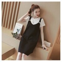 Yếm váy bầu công sở màu đen văn phòng thiết kế