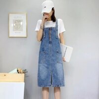 Yếm váy bò nữ PULI - Váy yếm dài dây kéo ulzzang yếm nữ phong cách hàn quốc YJ014