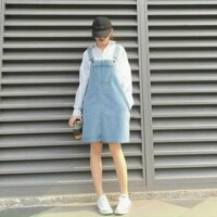 Yếm váy jean PULI - Yếm jeans rộng 2 dây hàng cao cấp 3 màu cá tính