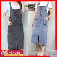 Yếm Váy Jeans Nữ Chất Bò Phối 2 Túi Trước Kèm Dây Kéo Mang Phong Cách Hàn Quốc 2021 - 516 ྇ ་
