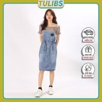 Yếm váy Nữ jean dài cute ulzzang hàn quốc-dây  rút