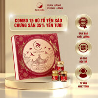 Yến Chưng Sẵn Combo 15 Hũ, Tổ Yến Sào Mix Đủ Vị Ngự Cung (đông trùng, táo đỏ, saffron, hạt sen, đường phèn, không đường)