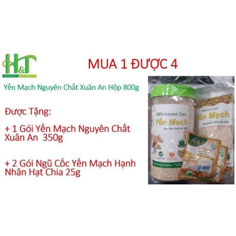 Yến mạch nguyên chất ăn liền Xuân An hộp 800g