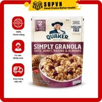 Yến mạch Simply Granola Quaker - Ngũ cốc yến mạch ăn liền mật ong hạnh nhân - Raisins Almonds