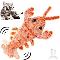 YERZ Đồ chơi mèo Tôm Hùm YZ, Sạc USB Nhảy Múa Di Chuyển Đồ chơi thú cưng bằng điện sang trọng, Mô phỏng tự động vui nhộn có thể giặt được Nhảy Chó Tôm Đồ chơi tương tác Chó nhỏ