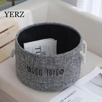 YERZ Giỏ đựng đồ bằng vải YZ, tròn có tay cầm Hộp đựng đồ chơi thú cưng, Giỏ đựng quần áo bẩn có thể gập lại dung tích lớn thực tế Phòng khách