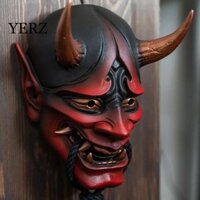 Yerz Prajna Head Cover, Với Dây Mềm Mặt nạ cao su Prajna Nhật Bản, Trang trí Halloween Sừng Ma Mặt nạ Quỷ đỏ và đen Đảng