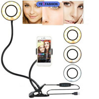 Yesfashion 12w Led Ring Fill Light 3 cấp độ có thể điều chỉnh Giá đỡ điện thoại di động Máy tính để bàn Clip Light cho Selfie Beauty