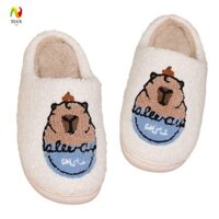 Yêu CẦU IMPACT Capybara Dép sang trọng, Dép xỏ ngón kín chống trượt thoải mái, Giày mùa đông mềm mại Phim hoạt hình dễ thương Dép đi trong nhà cho bé gái
