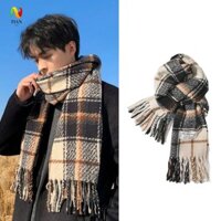 Yêu CẦU Khăn len kẻ sọc IMPACT, Khăn choàng Cashmere dài mùa đông chống gió, Lưới đơn giản Ấm áp dày khăn ca rô Unisex