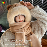Yêu THÍCH IMPACT Bộ khăn quàng cổ Capybara, Găng tay mũ khăn quàng cổ hoạt hình 3 trong 1 dành cho nữ, Gấu trúc thời trang ấm áp mềm mại Bộ mũ khăn quàng cổ bé gái