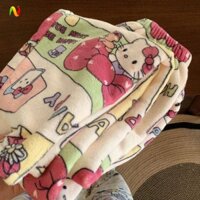 Yêu THÍCH IMPACT Kitty Cat Pyjama Quần, Crayon Shin-chan Snoopy Flannel Đồ ngủ lông cừu, Gấu ngọt ngào Kawaii Hoạt hình Quần vải co giãn dạo phố