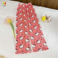 Yêu THÍCH IMPACT Kitty Cat Pyjama Quần, Động Vật Trái Tim Tình Yêu Hoạt Hình Anime Quần, Vải Co Giãn Eo Cao Ngọt Ngào Nữ Đồ Ngủ Nữ