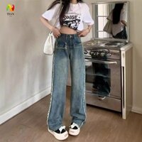Yêu THÍCH Quần Jean Denim TÁC ĐỘNG, Flash Có Túi Quần Jean Nữ Y2k, Thời Trang Baggy Ống Rộng Quần Bò Hàn Quốc Nữ