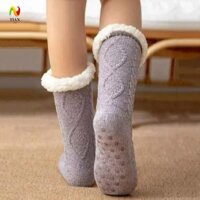 Yêu THÍCH Tất Giữ Nhiệt Dày, Tất Sàn Sang Trọng Chống Trơn Trượt Nhung, Đơn Giản Lông Tơ Dệt Kim Hàng Dệt Kim Tất Lông Cừu Nữ Nhà