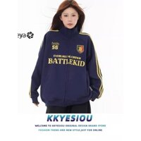 Yeya Áo nỉ nữ phong cách Hàn Quốc in chữ áo khoác hiphop áo khoác cardigan dáng rộng và mỏng