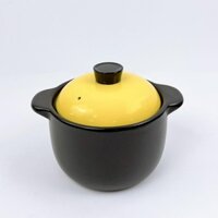 YG2509 - Nồi đất 2.8L Vân gỗ Đen, nắp Vàng, dùng để nấu canh và hầm thịt cao cấp