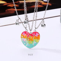 Ygt 3 Cái / bộ Thời Trang Người Bạn Tốt Vòng Cổ Trẻ Em Hình Học Nhỏ Giọt Dầu Nam Châm Khâu Vòng Cổ Tình Yêu
