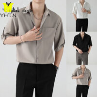 YHTN áo sơ mi nam form rộng lụa hàn quốc  cao cấp áo nam