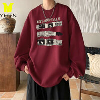 YHTN áo sweater nam boy phố swt Chất lượng cao nỉ form rộng bigsize tay dài  big size Sản phẩm mới Đỏ sweater nam