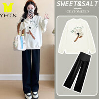 YHTN bộ bầu quần áo thời trang set công sở đồ dài tay sang chảnh thu đông  bà dễ thương sét xinh đi chơi thun cho babydoll tiệc chất lượng cao sản phẩm mới set đồ bầu