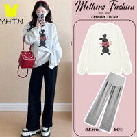 YHTN quần áo bầu sản phẩm mới bộ dài tay set bà đồ cho bigsize sét công sở chất lượng cao xinh  sang chảnh đi chơi mùa đông set bộ bầu