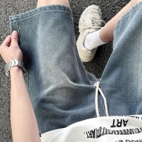 YHTN quần short nam jean ống rộng big size lưng thun bò Chất lượng cao Sản phẩm mới quần đùi bò nam